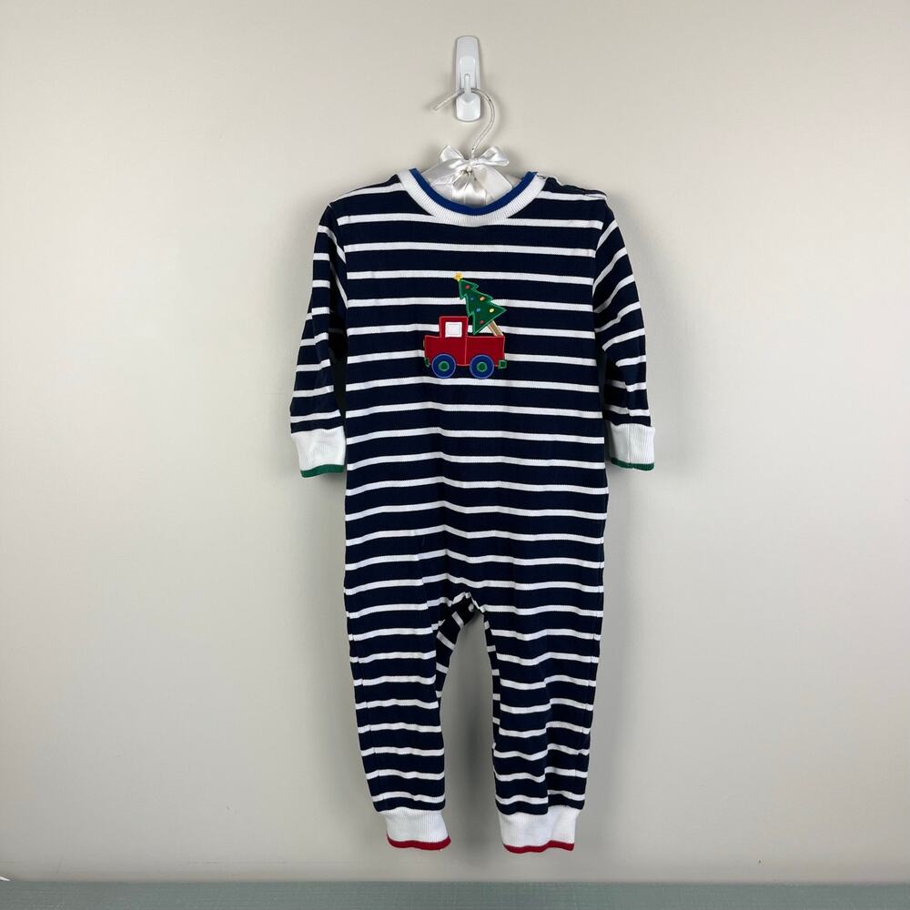 Florence Eiseman Stripe Knit Christmas Tree Longall Romper 24 Months